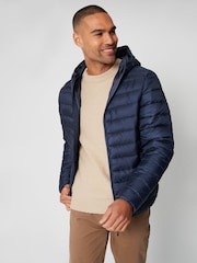 Threadbare Blue Matte Finish Padded Hooded Jacket - Image 4 of 5