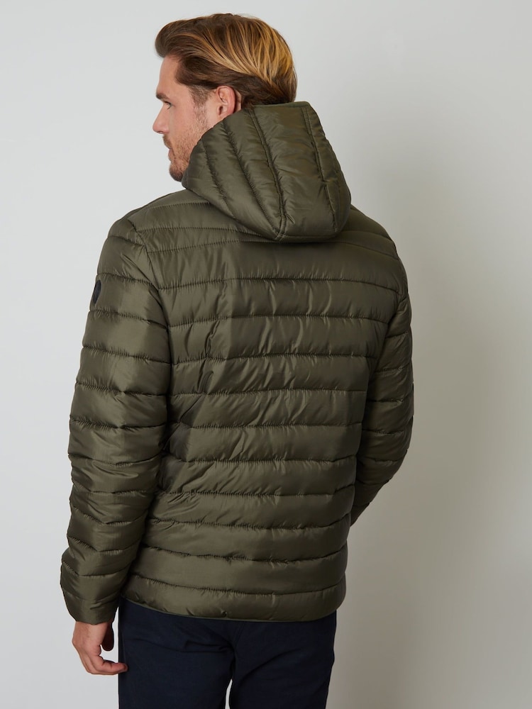 Vert - Threadbare Veste matelassée à capuche au fini mat - Image 2 de 4