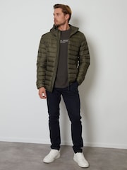 Vert - Threadbare Veste matelassée à capuche au fini mat - Image 3 de 4
