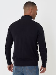 Threadbare Blue Quilted Zip Up Knitted Jacket - Image 3 of 4