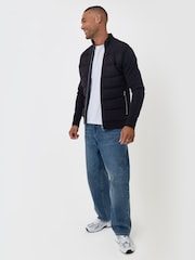 Threadbare Blue Quilted Zip Up Knitted Jacket - Image 4 of 4