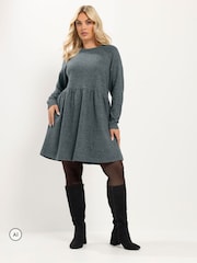Yours Curve Grey Gathered Dress - Image 2 of 6