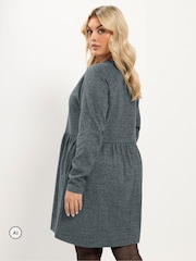 Yours Curve Grey Gathered Dress - Image 3 of 6