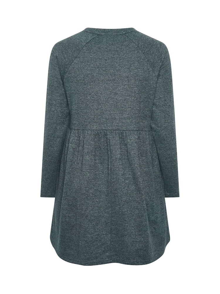 Yours Curve Grey Gathered Dress - Image 6 of 6