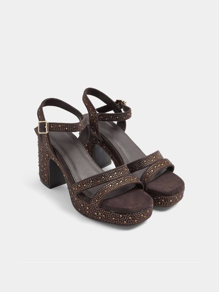 Қоңыр - Yours Curve Diamante Heel Sandals - 5суретінің 2 суреті