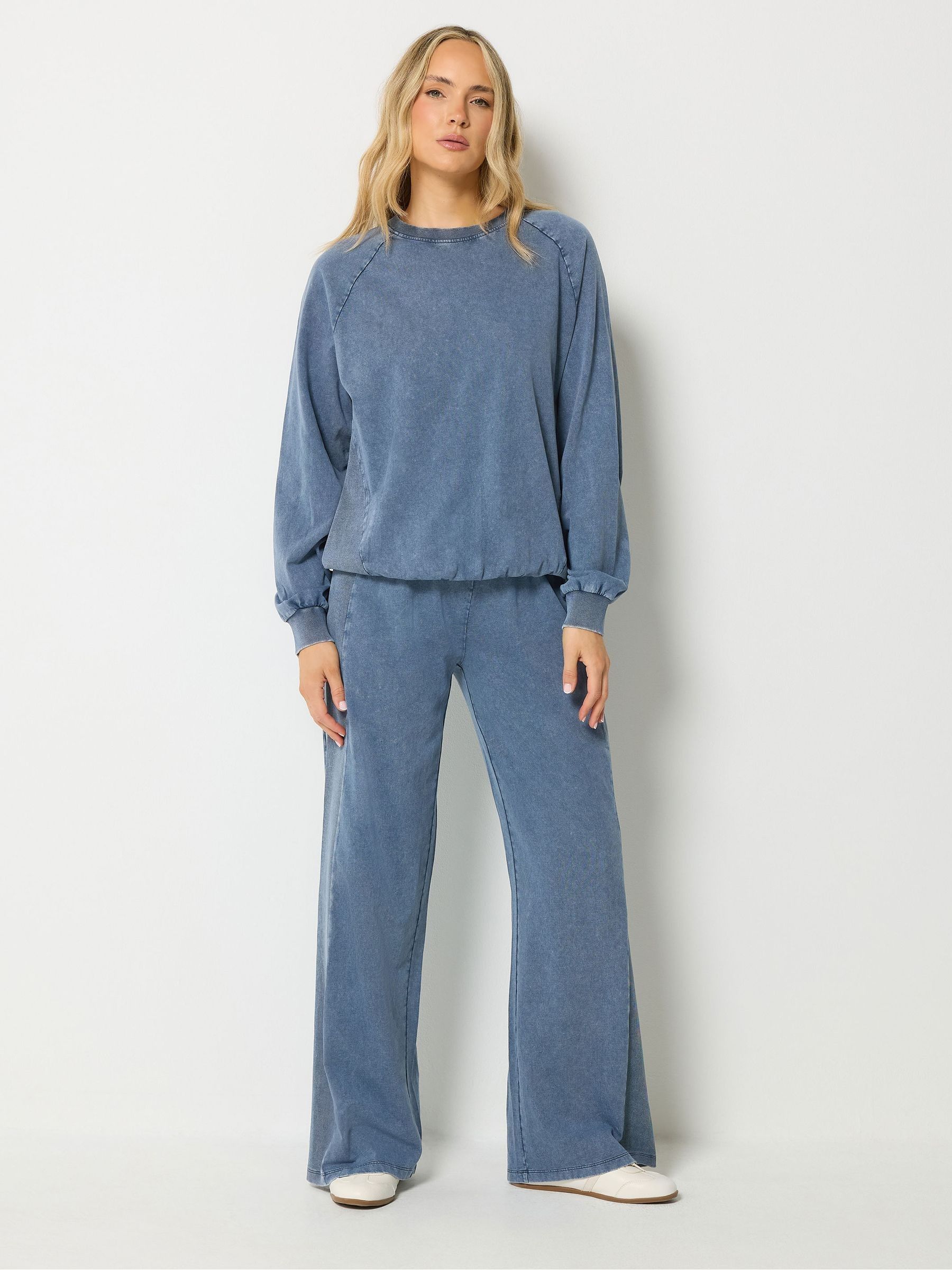 Long Tall Sally Women's Tall Acid Wash Wide Leg Joggers Pants in Mid Navy | Size: 20XL - Image 2
