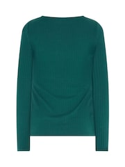 Long Tall Sally Green Ribbed Boat Neck Top - Image 6 of 6