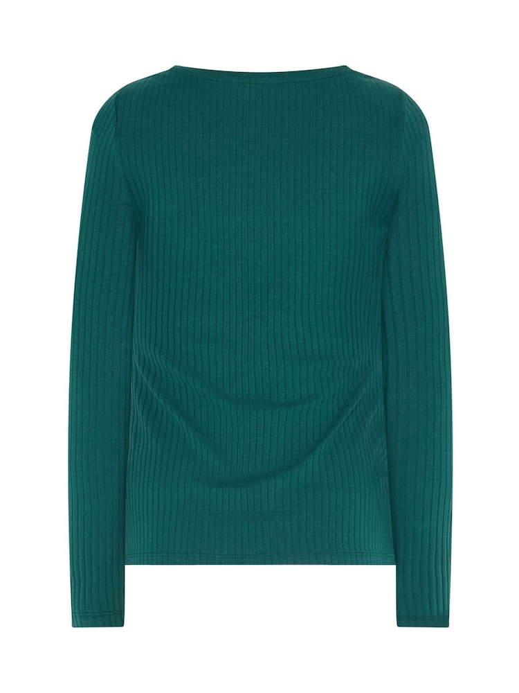Long Tall Sally Green Ribbed Boat Neck Top - Image 6 of 6