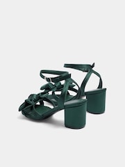 Yours Curve Green Bow Block Heel Sandals In Extra Wide EEE Fit - Image 4 of 5