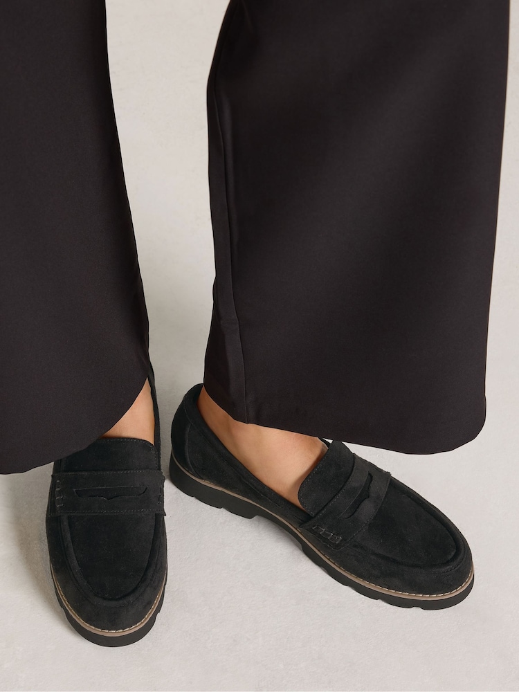 Yours Curve Black Extra Wide Fit Faux Suede Loafers - Image 1 of 5 Yours Curve Black Extra Wide Fit Faux Suede Loafers - Image 1 of 5