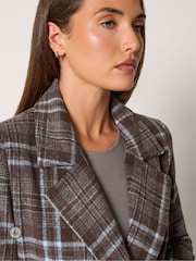 Long Tall Sally Brown Check Print Maxi Coat - Image 4 of 6