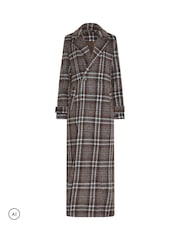 Long Tall Sally Brown Check Print Maxi Coat - Image 5 of 6