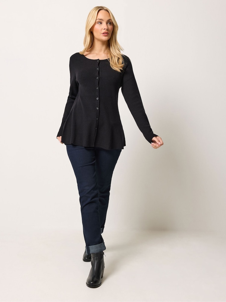 M&Co Black Peplum Cardigan - Image 2 of 6 M&Co Black Peplum Cardigan - Image 2 of 6