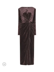 Long Tall Sally Brown Twist Front Velvet Maxi Dress - Image 5 of 6
