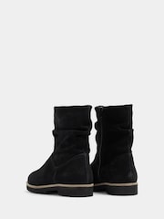 Evans Black Wide Fit Suede Ruched Ankle Boots - Image 4 of 5