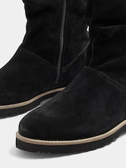 Evans Black Wide Fit Suede Ruched Ankle Boots - Image 5 of 5