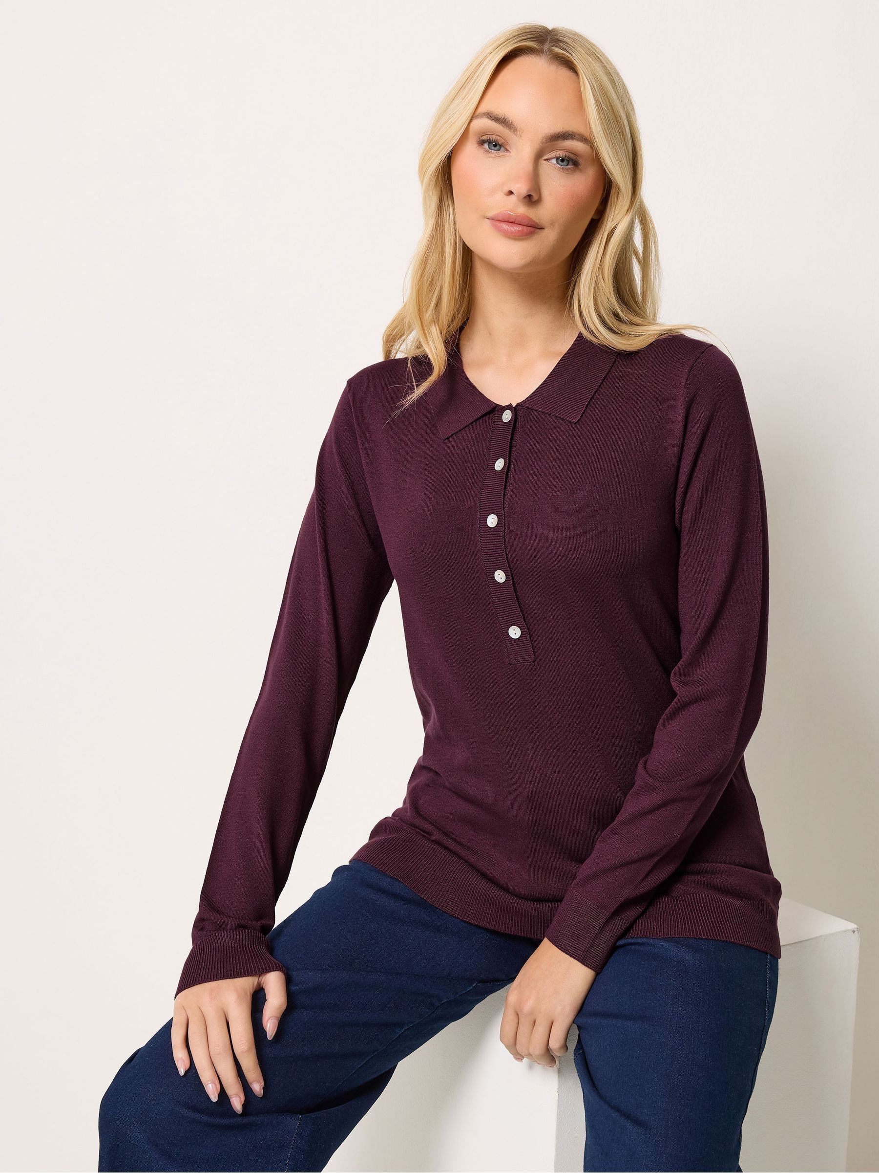 M&Co Women's Purple Half Placket Jumper In | : 18/20 - Image 3