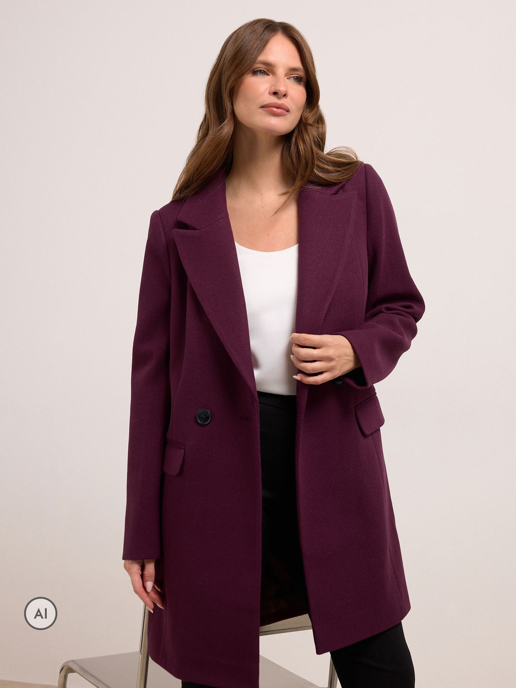 M&Co Women's Purple Double Breasted Tailored Coat In | : Size 20 - Image 2