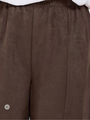 Yours Curve Brown Faux Suede Barrel Leg Trousers - Image 4 of 6