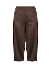 Yours Curve Brown Faux Suede Barrel Leg Trousers - Image 5 of 6