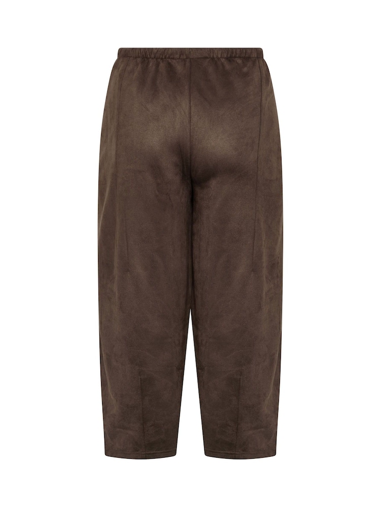 Yours Curve Brown Faux Suede Barrel Leg Trousers - Image 6 of 6 Yours Curve Brown Faux Suede Barrel Leg Trousers - Image 6 of 6