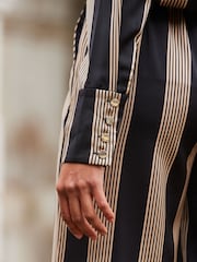 Sosandar Classic Blue Stripe Satin Shirt - Image 5 of 5
