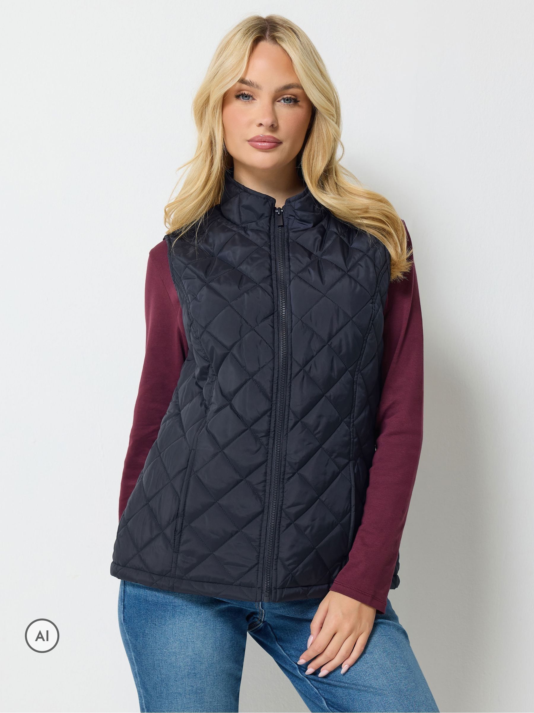 M & Co Women's Blue Quilted Gilet