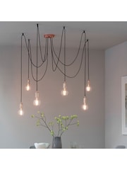 Gallery Home Copper Industrial 6 Cluster Chrome Ceiling Light Pendant - Image 1 of 4