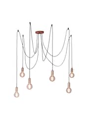 Gallery Home Copper Industrial 6 Cluster Chrome Ceiling Light Pendant - Image 4 of 4