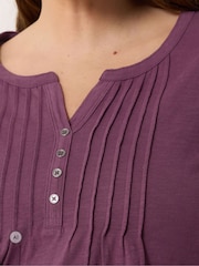 M&Co Purple Cotton Long Sleeve Henley Top - Image 5 of 7