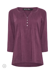 M&Co Purple Cotton Long Sleeve Henley Top - Image 6 of 7