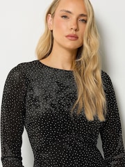 Long Tall Sally Black Velvet Studded Midi Dress - Image 4 of 6