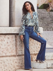 Sosandar Green Leopard Print Lace-Up Blouse - Image 4 of 6