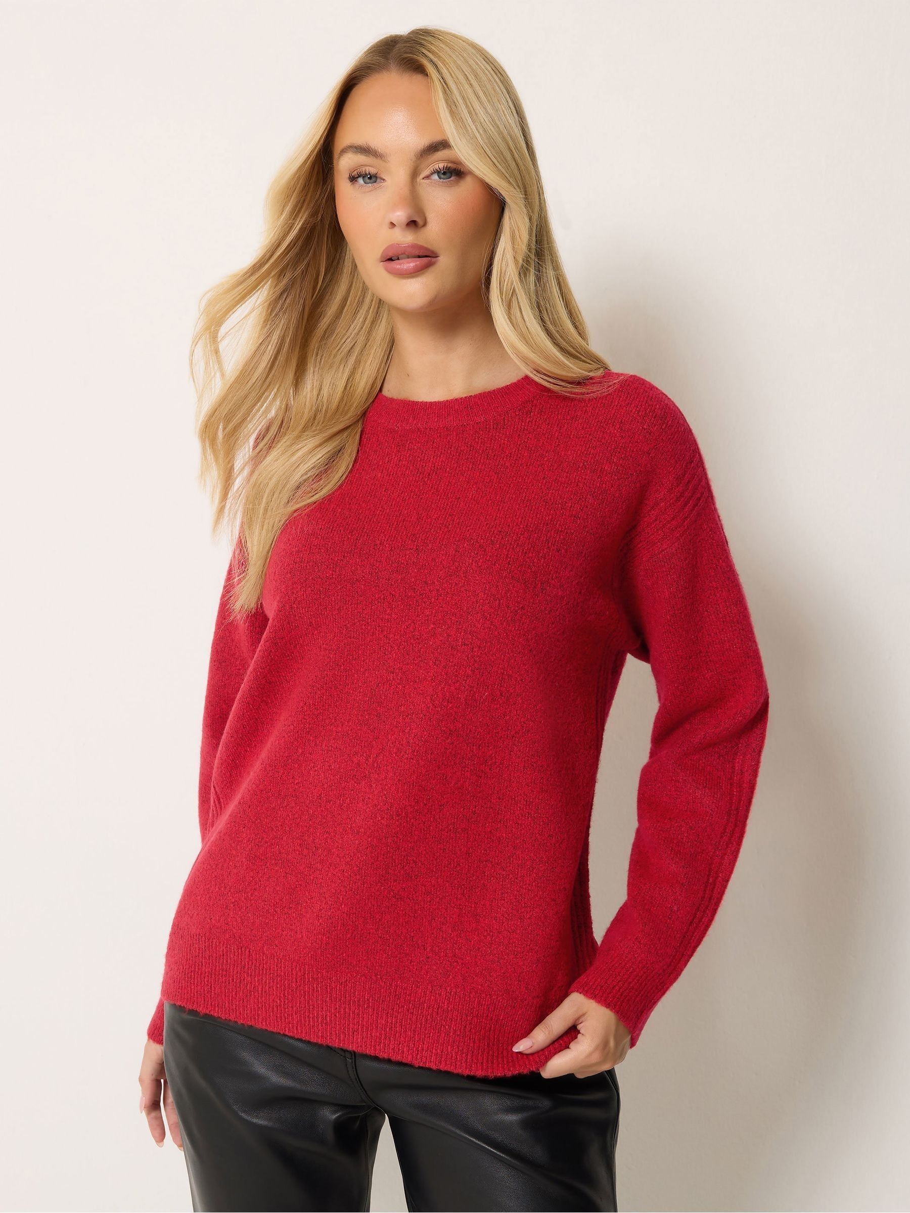 M&Co Red Mco Stitch Detail Long Sleeve Jumper - Image 3