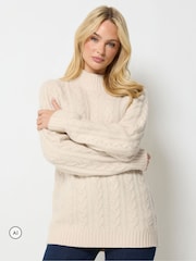 M&Co Cream Cable Knit Funnel Neck Jumper - Image 1 of 6