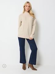 M&Co Cream Cable Knit Funnel Neck Jumper - Image 2 of 6