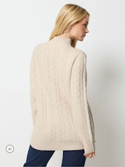 M&Co Cream Cable Knit Funnel Neck Jumper - Image 3 of 6