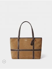 Коричневий - Osprey London The Contrast Large Suede Tote Bag - Image 2 of 6