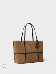 Коричневий - Osprey London The Contrast Large Suede Tote Bag - Image 3 of 6
