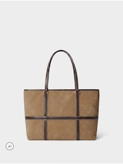 Коричневий - Osprey London The Contrast Large Suede Tote Bag - Image 4 of 6