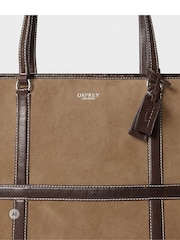 Коричневий - Osprey London The Contrast Large Suede Tote Bag - Image 5 of 6