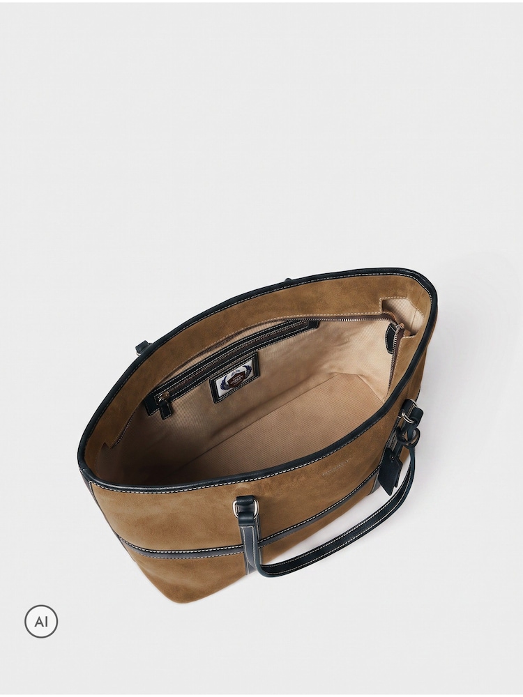 Коричневий - Osprey London The Contrast Large Suede Tote Bag - Image 6 of 6 Коричневий - Osprey London The Contrast Large Suede Tote Bag - Image 6 of 6