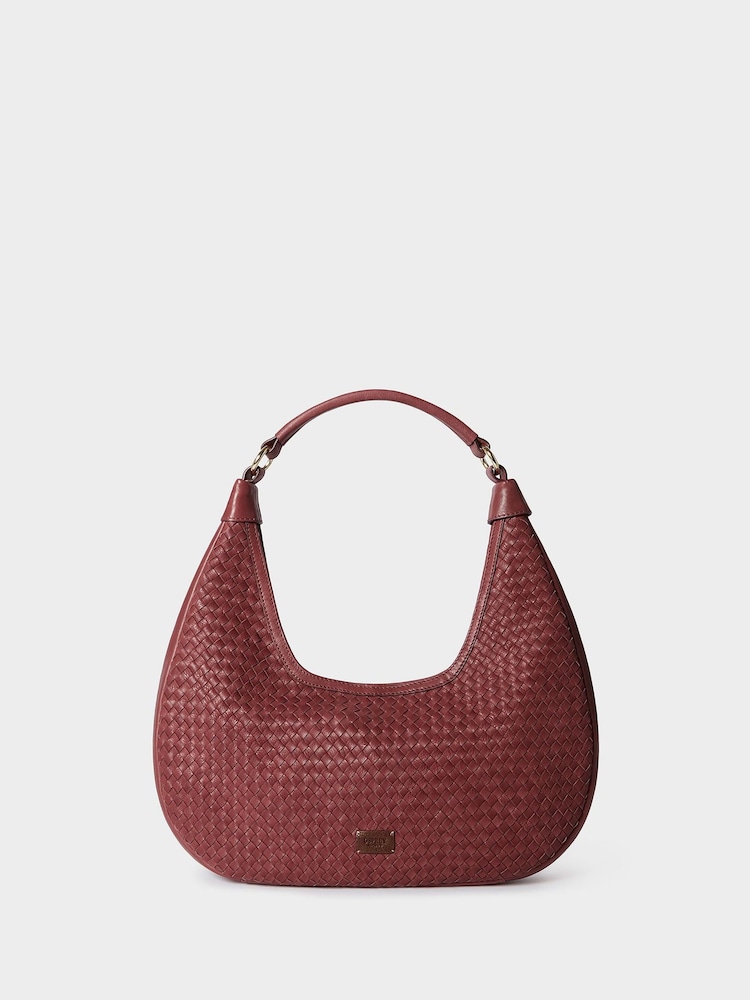 Osprey London Red The Alba Woven Leather Shoulder Bag - Image 1 of 7 Osprey London Red The Alba Woven Leather Shoulder Bag - Image 1 of 7