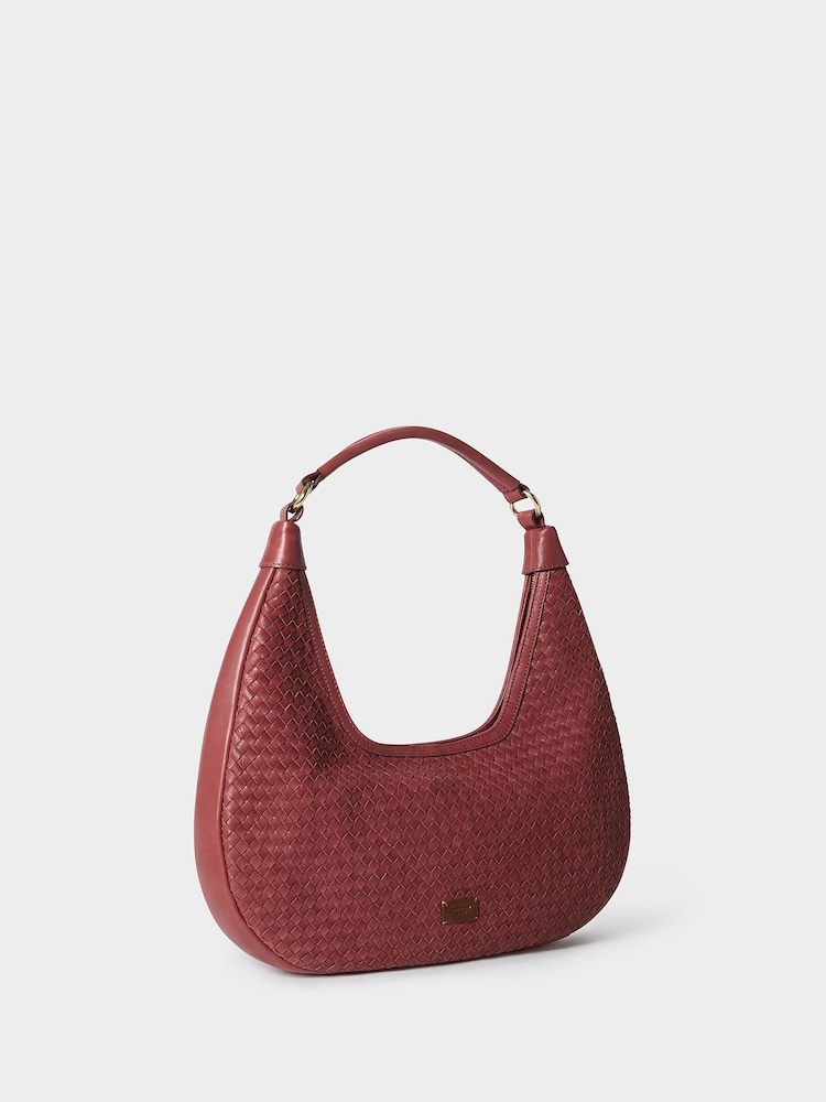 Osprey London Red The Alba Woven Leather Shoulder Bag - Image 2 of 7 Osprey London Red The Alba Woven Leather Shoulder Bag - Image 2 of 7