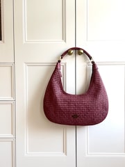 Osprey London Red The Alba Woven Leather Shoulder Bag - Image 7 of 7