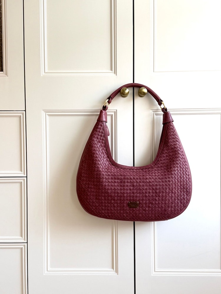 Osprey London Red The Alba Woven Leather Shoulder Bag - Image 7 of 7 Osprey London Red The Alba Woven Leather Shoulder Bag - Image 7 of 7