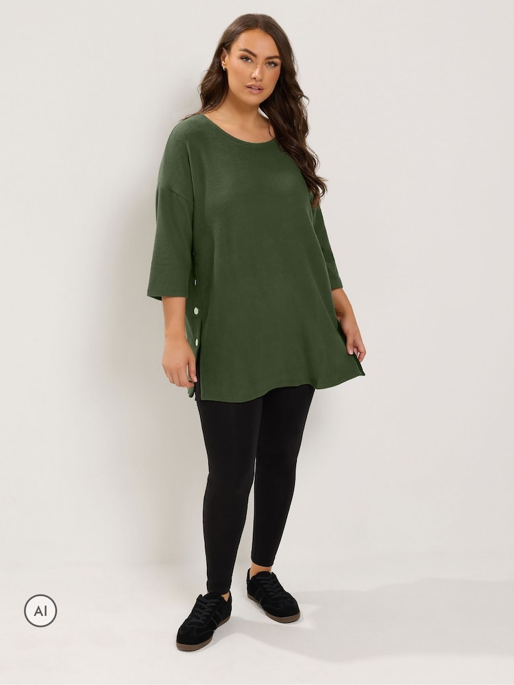 Yours Curve Green Side Button Top - Image 2 of 4 Yours Curve Green Side Button Top - Image 2 of 4