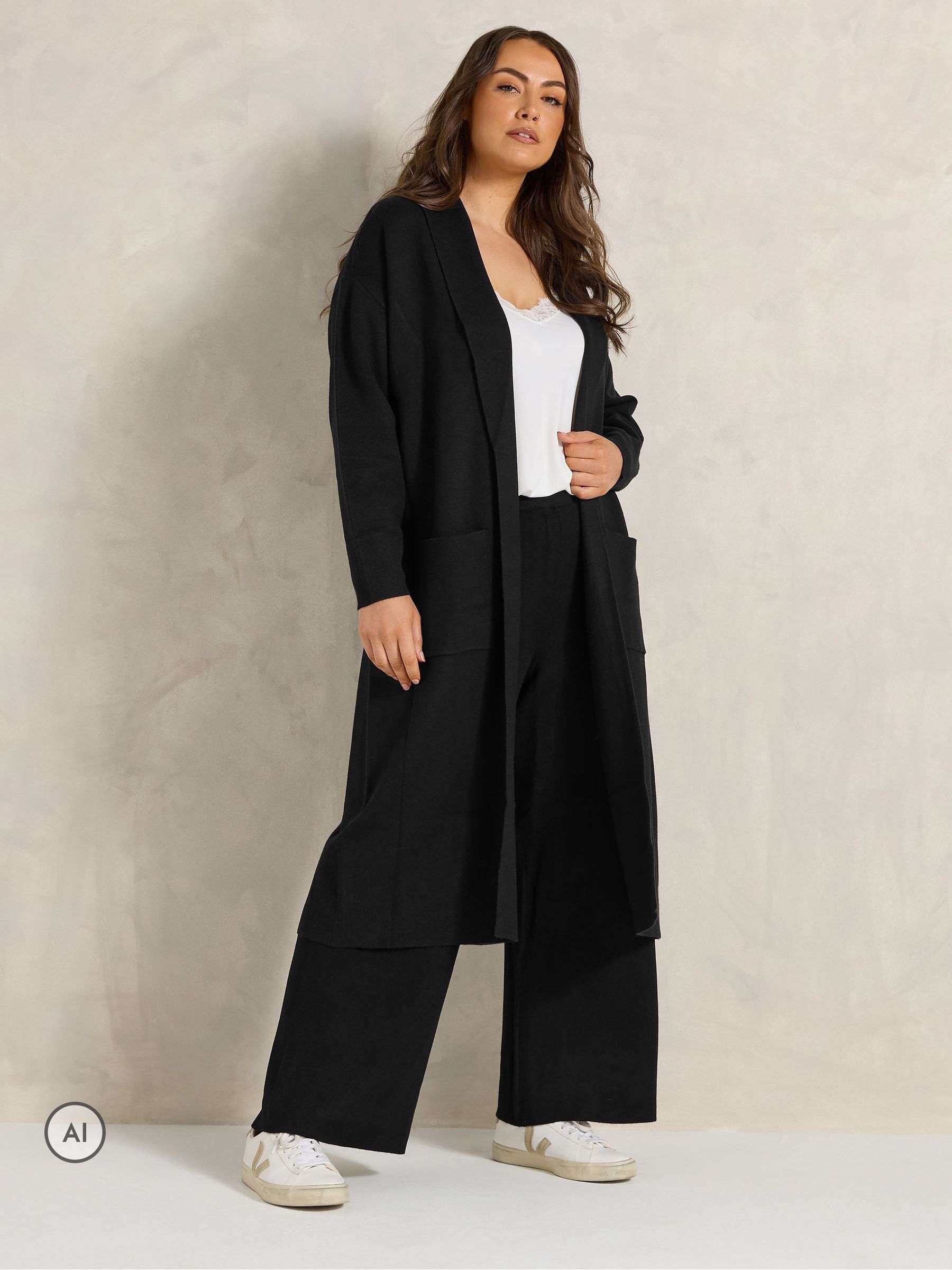 Evans Women's Black Knitted Trench Coat - Image 1