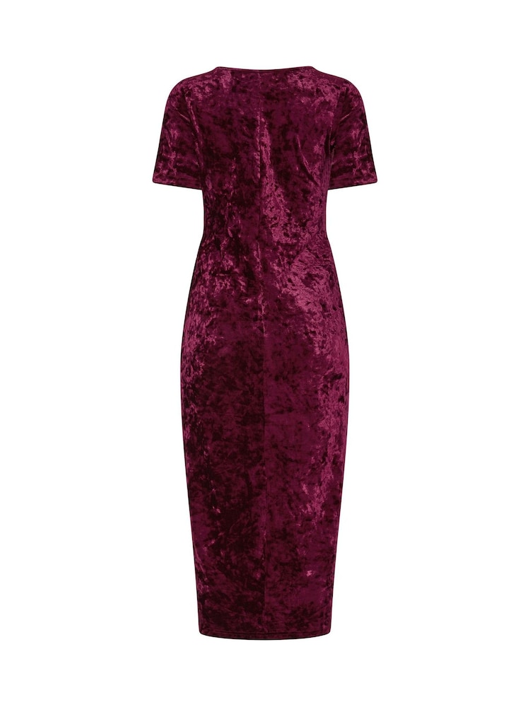 M&Co Red Crushed Velvet Knot Front Dress - Image 6 of 6 M&Co Red Crushed Velvet Knot Front Dress - Image 6 of 6