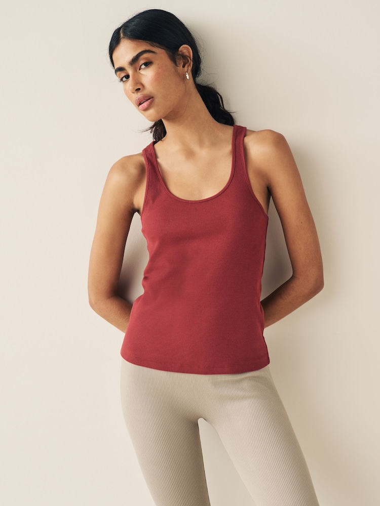Green/Neutral/Red Ribbed Racer Vests 3 Pack - Image 2 of 9